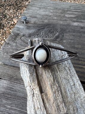 Native American Sterling SIlver Cuff Bracelet with Mother of Pearl
